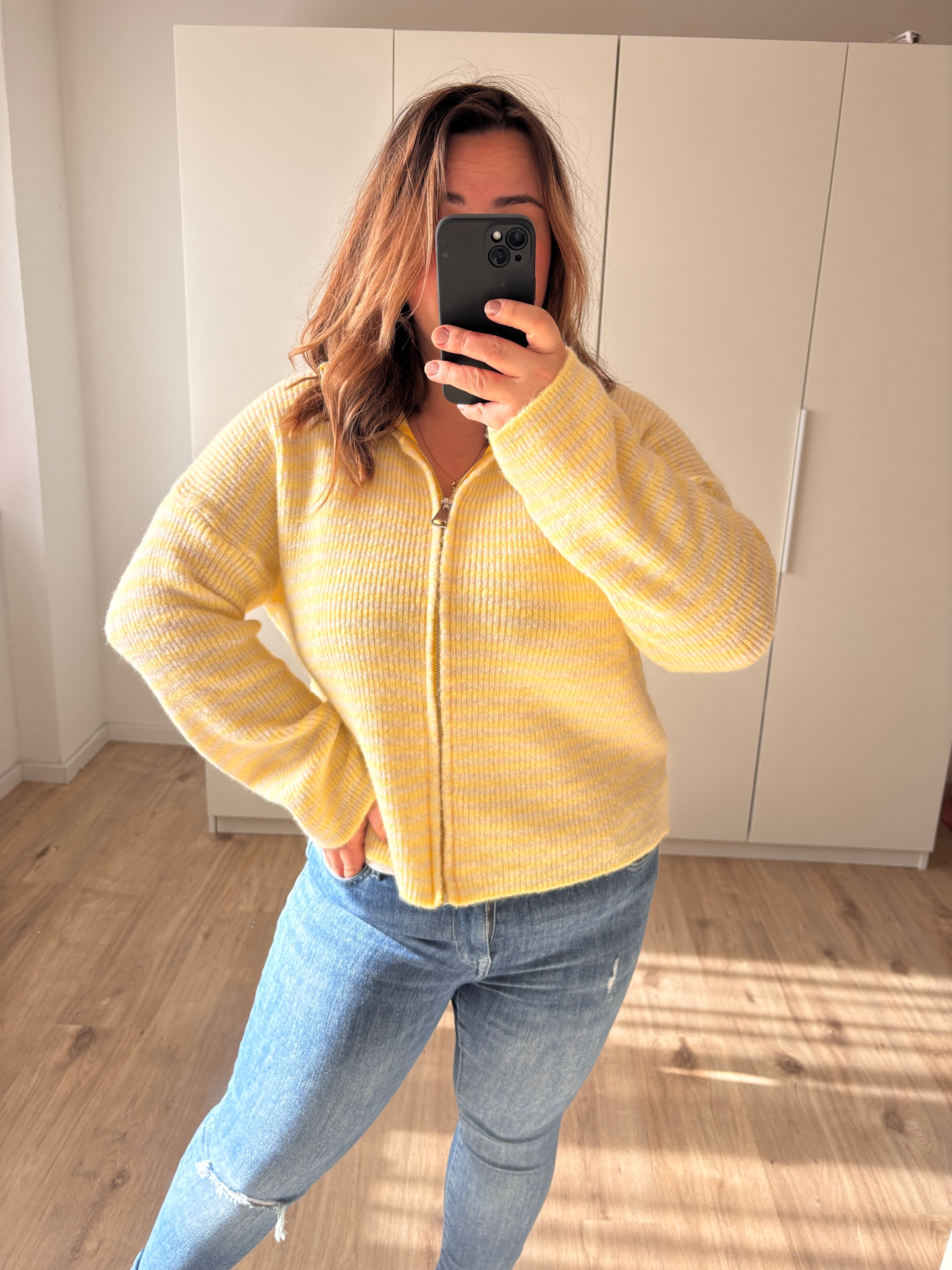 Strickjacke Gestreift mit Reißverschluss - verschiedene Farben