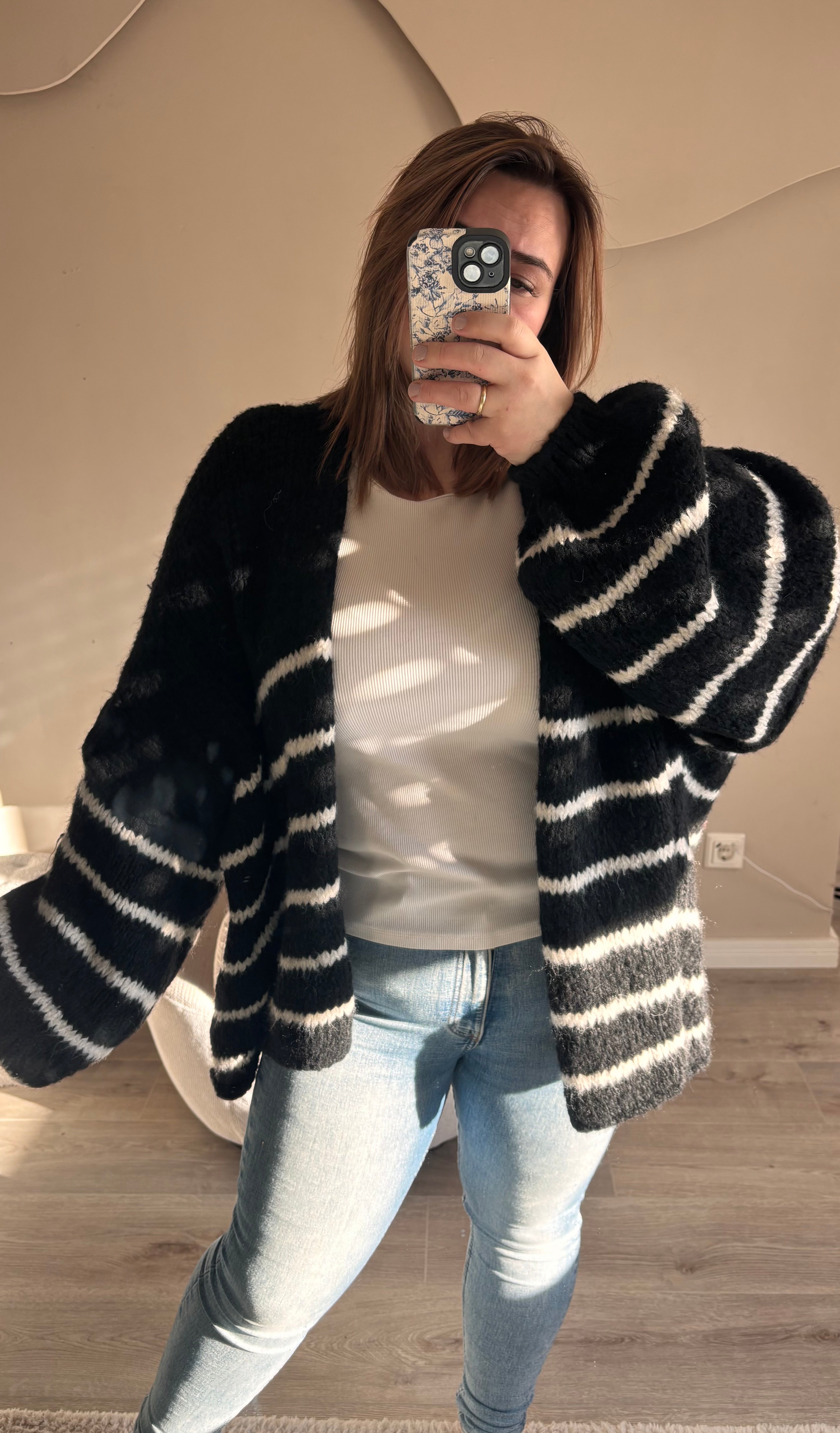 Oversize Strickjacke Stripes