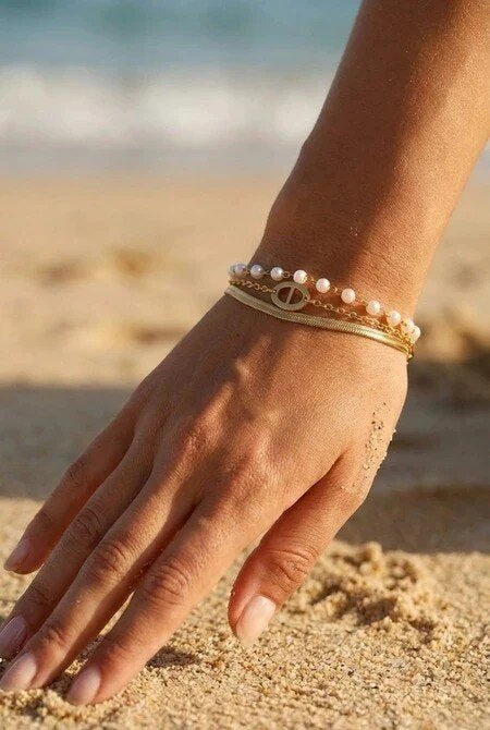 Armband golden Pearl ~Wasserfest~