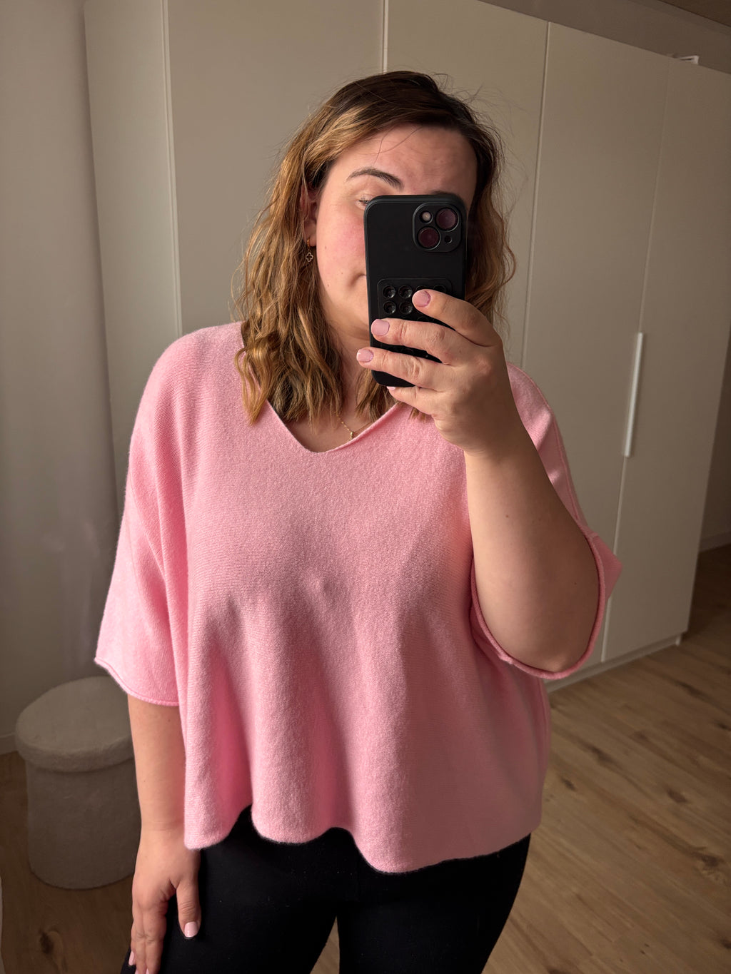 Strick T-Shirt V-Ausschnitt - verschiedene Farben
