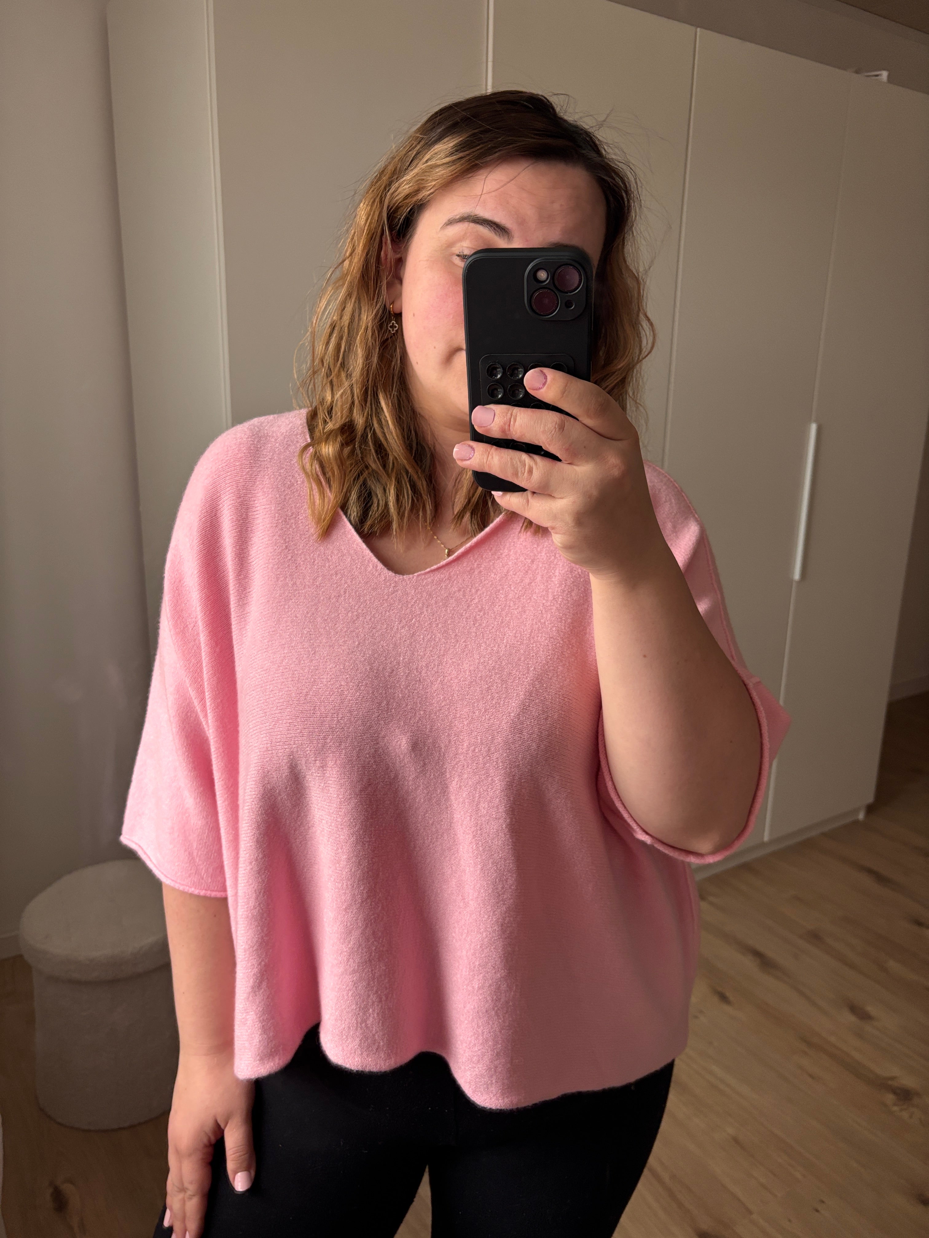 Strick T-Shirt V-Ausschnitt - verschiedene Farben