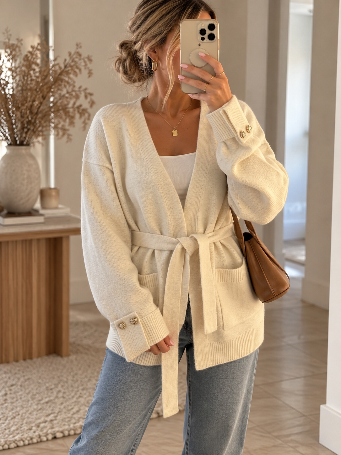 Cardigan mit Bindegürtel