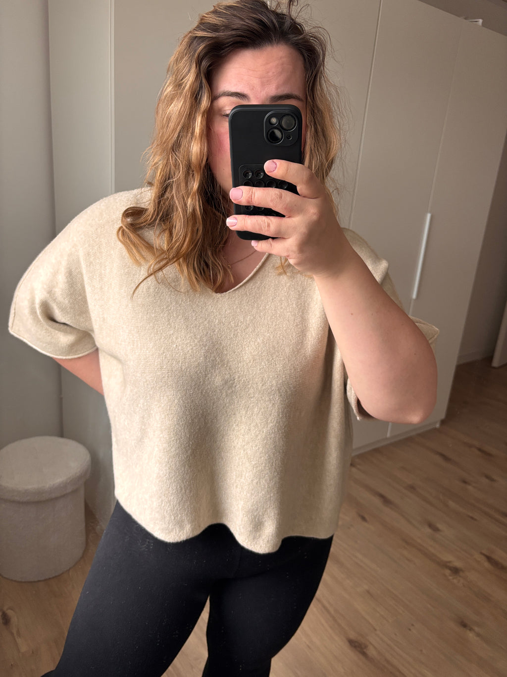 Strick T-Shirt V-Ausschnitt - verschiedene Farben
