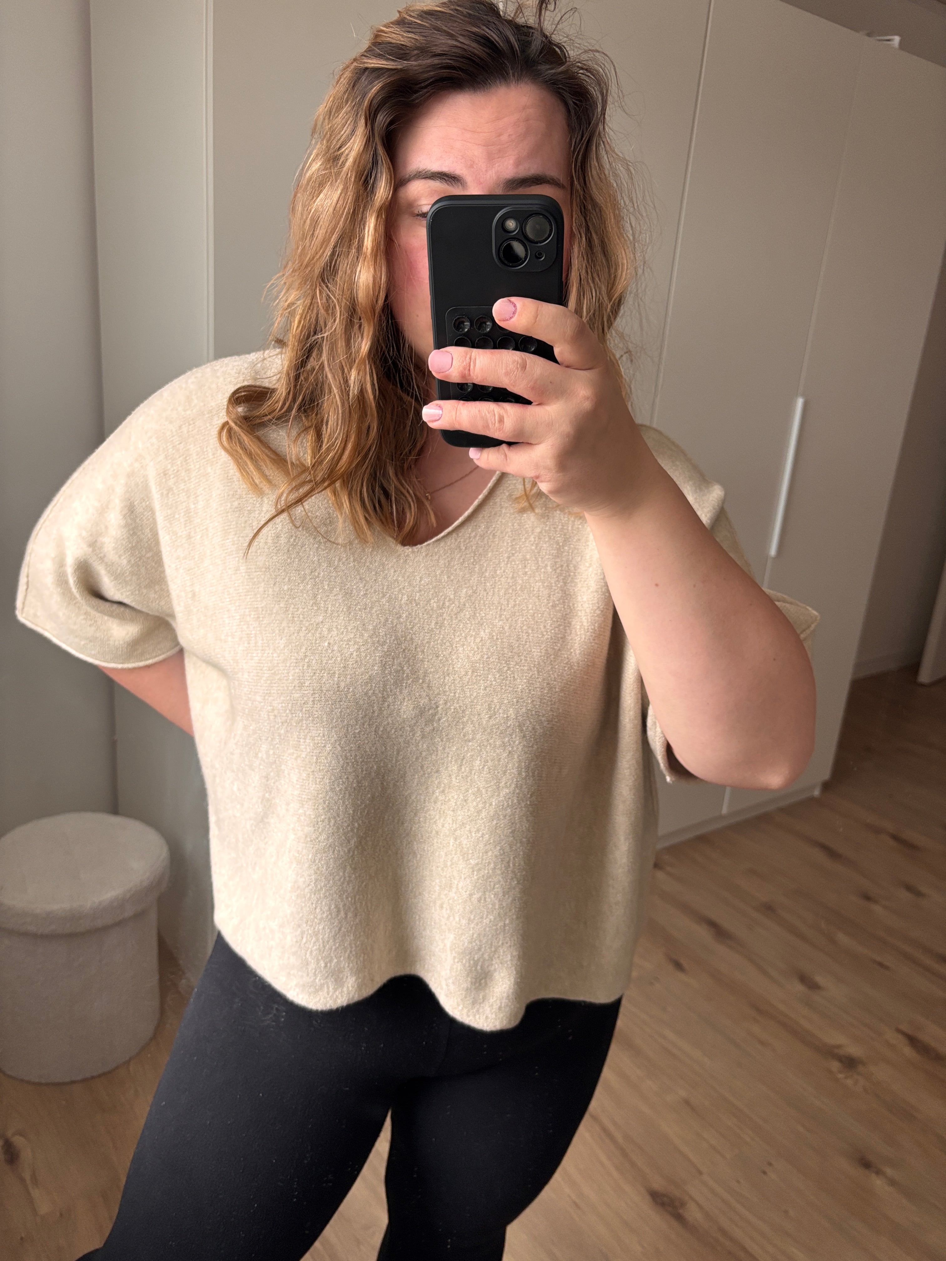 Strick T-Shirt V-Ausschnitt - verschiedene Farben