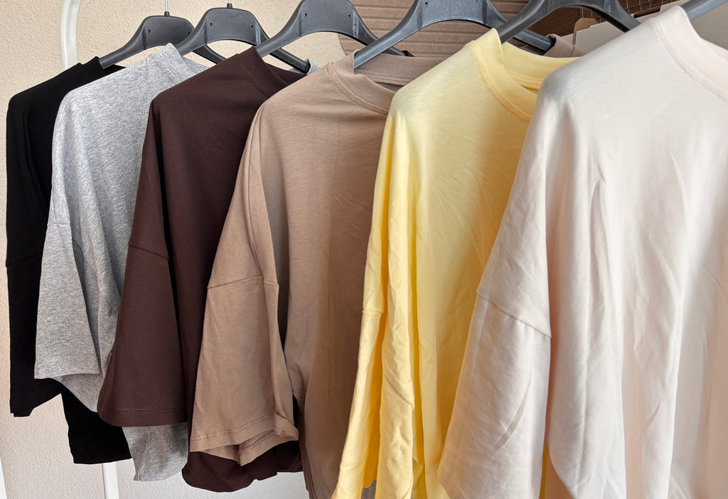 T-Shirt mit Gummibund zum croppen- versch. Farben