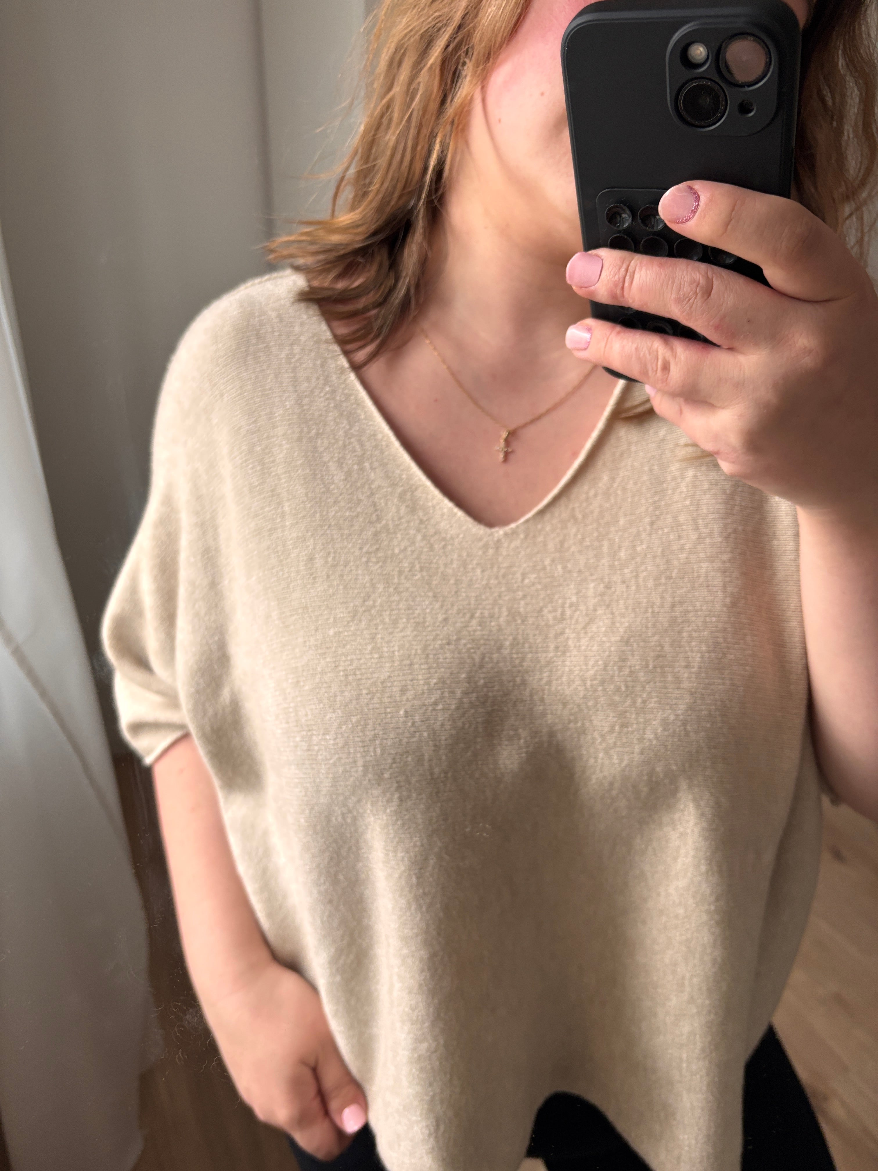 Strick T-Shirt V-Ausschnitt - verschiedene Farben