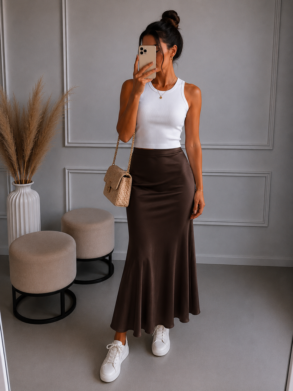 Satinrock Midi - versch. Farben