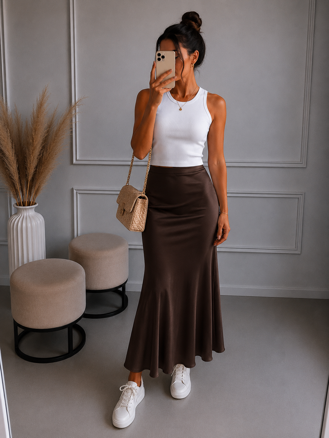 Satinrock Midi - versch. Farben