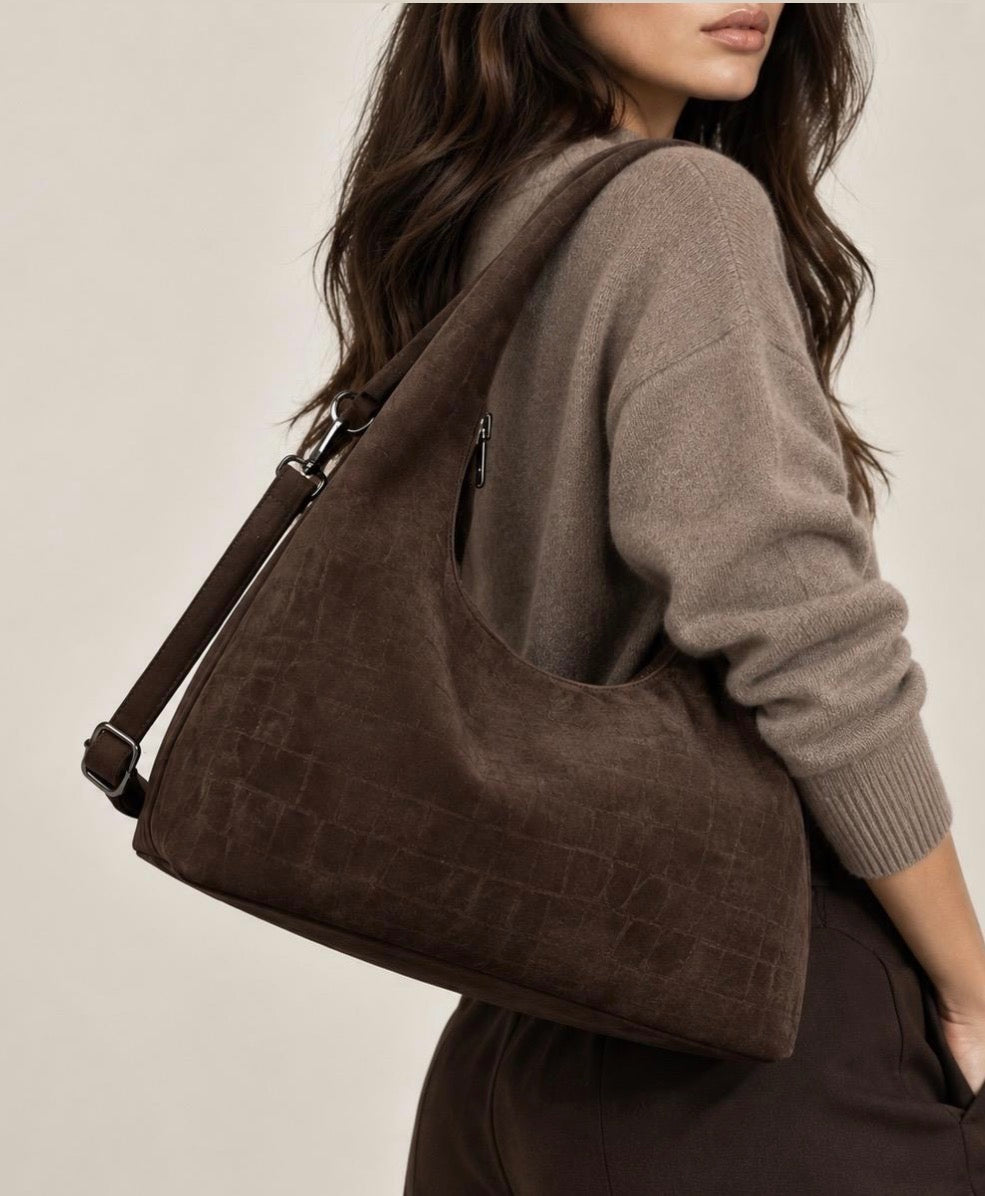 Krokotasche in Wildlederoptik