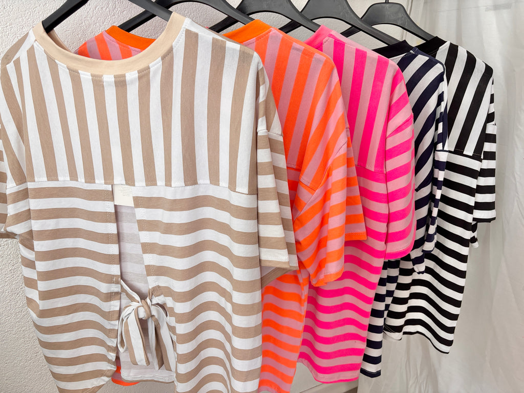 Streifen Shirt mit Schleife - verschiedene Farben