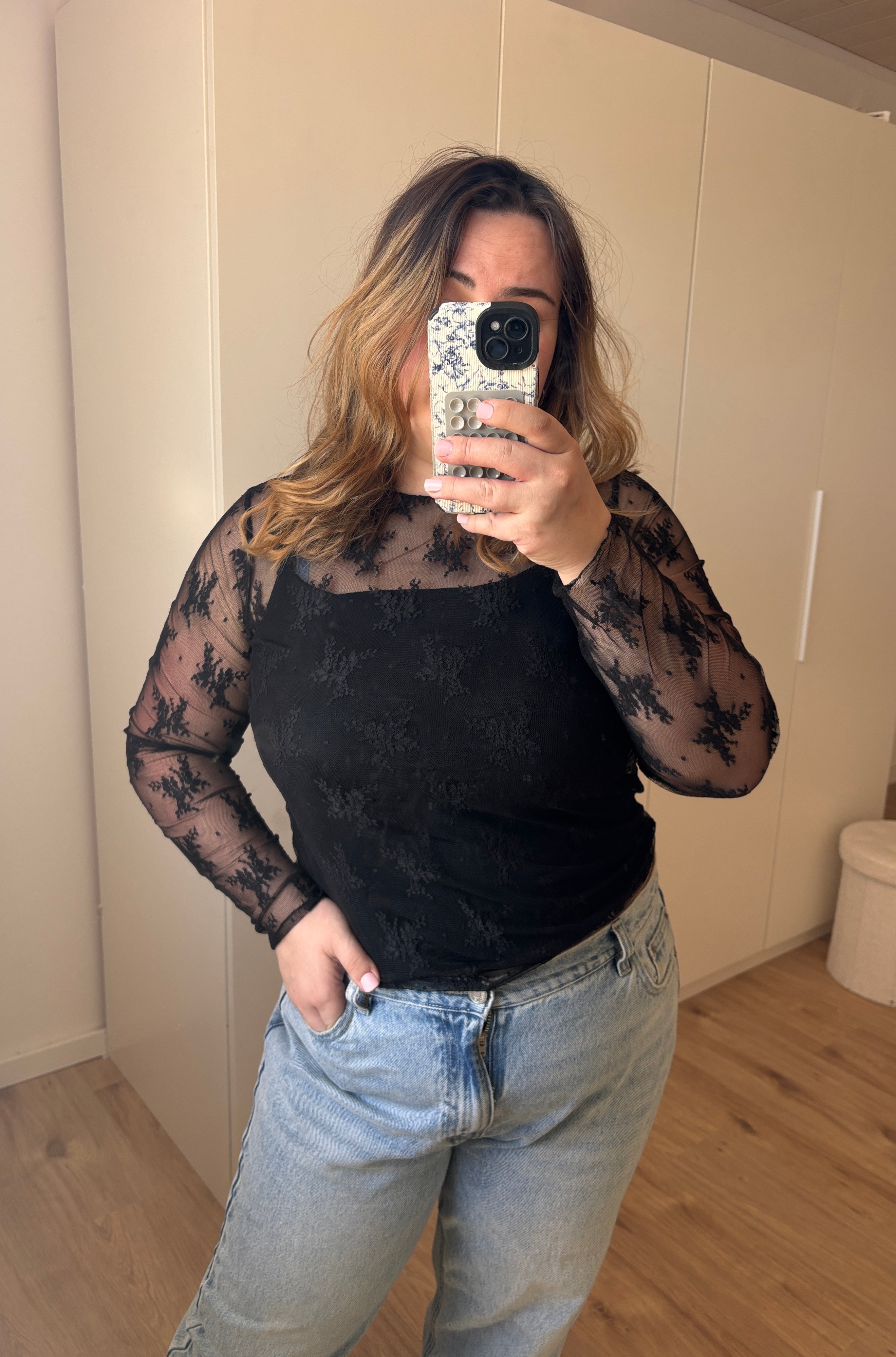Transparente Bluse Flower