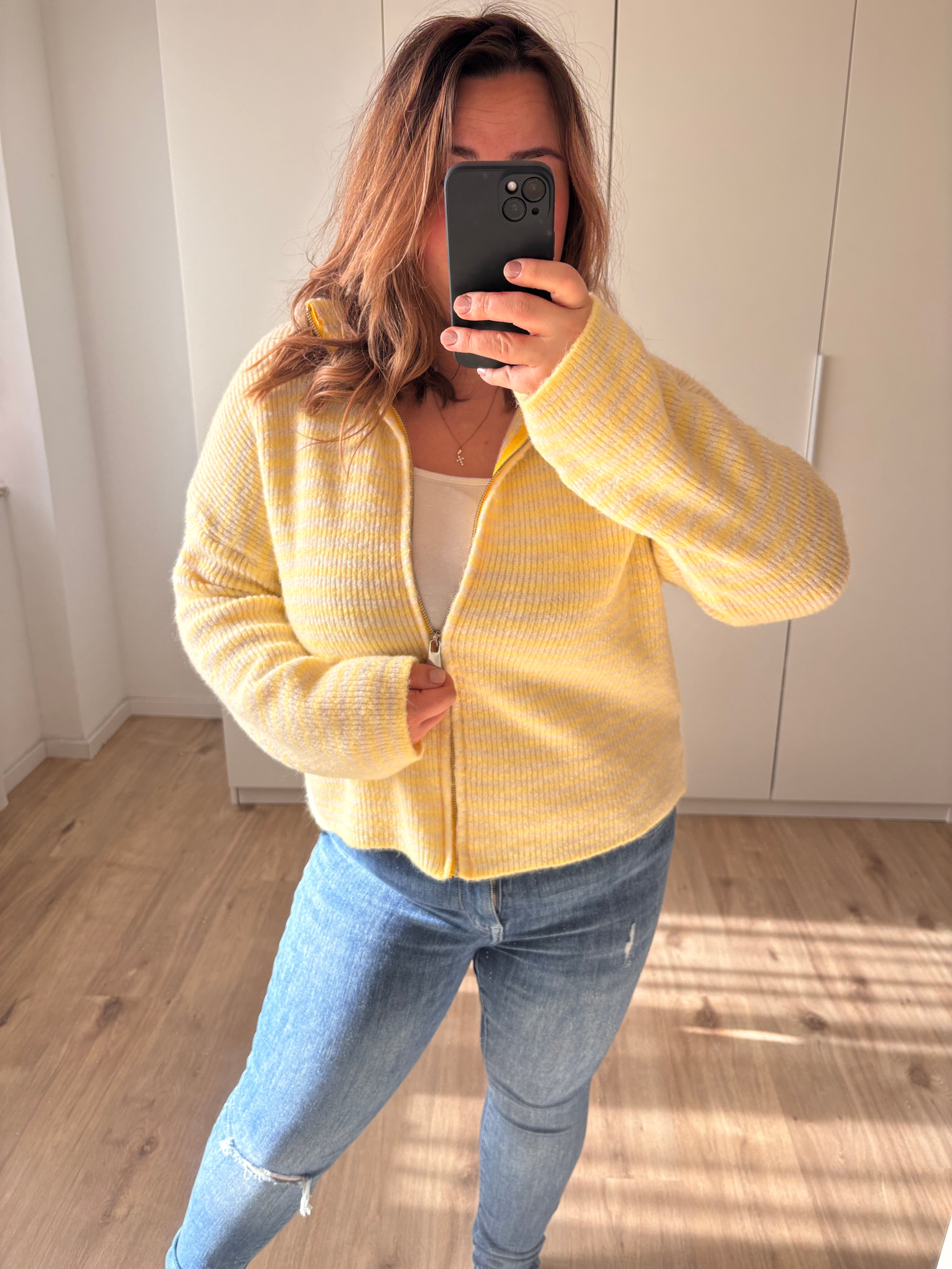 Strickjacke Gestreift mit Reißverschluss - verschiedene Farben