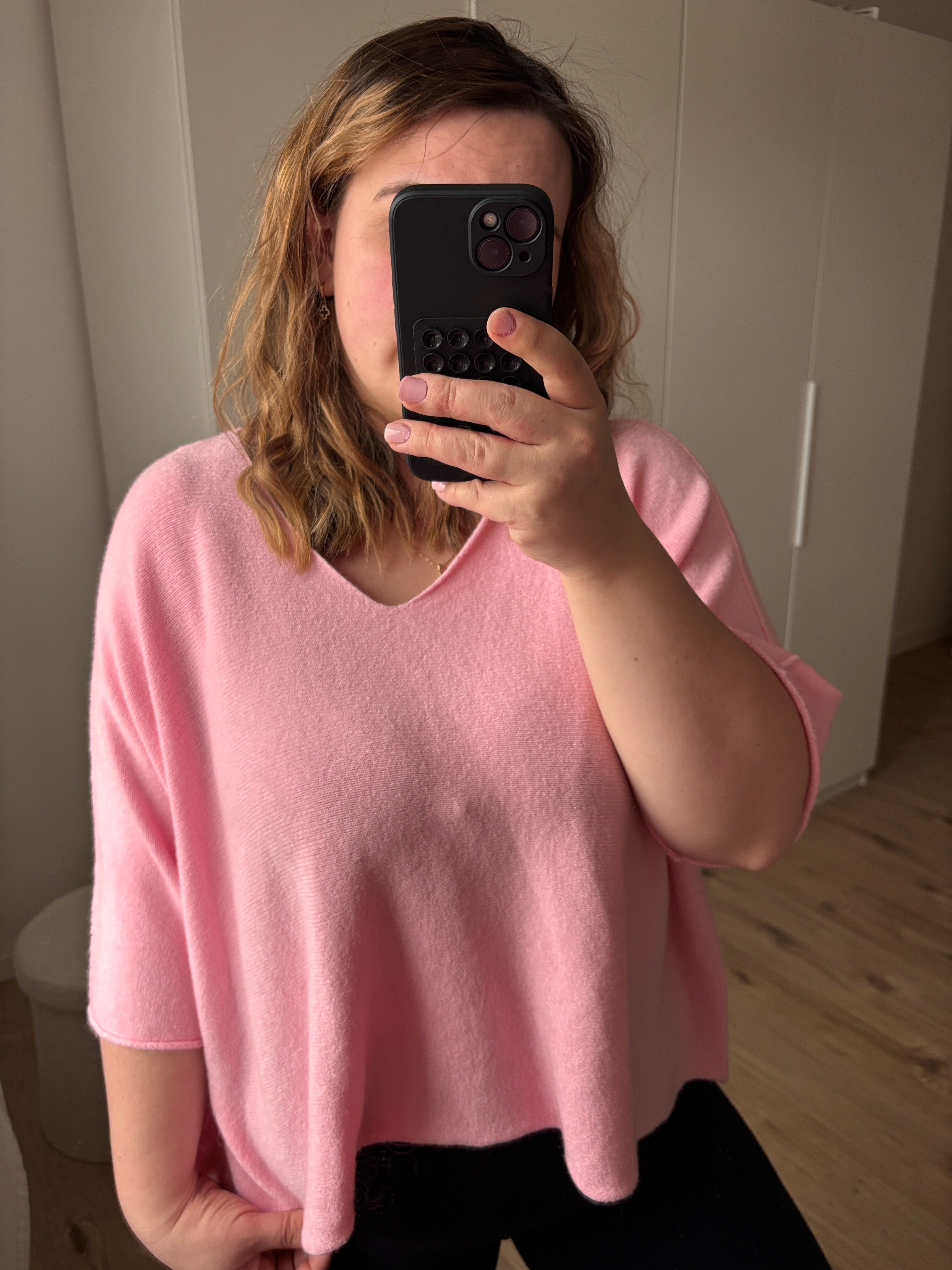 Strick T-Shirt V-Ausschnitt - verschiedene Farben