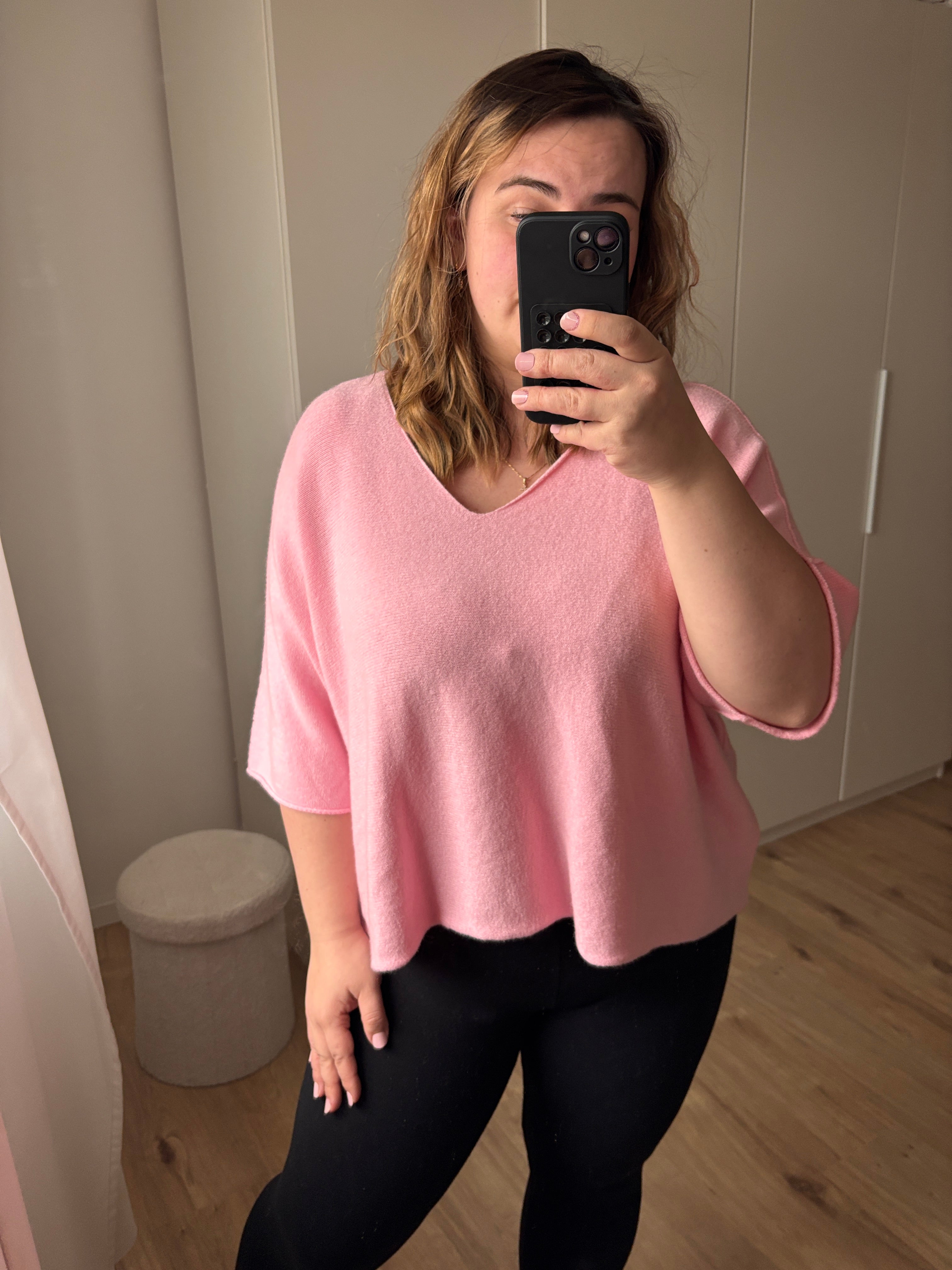 Strick T-Shirt V-Ausschnitt - verschiedene Farben