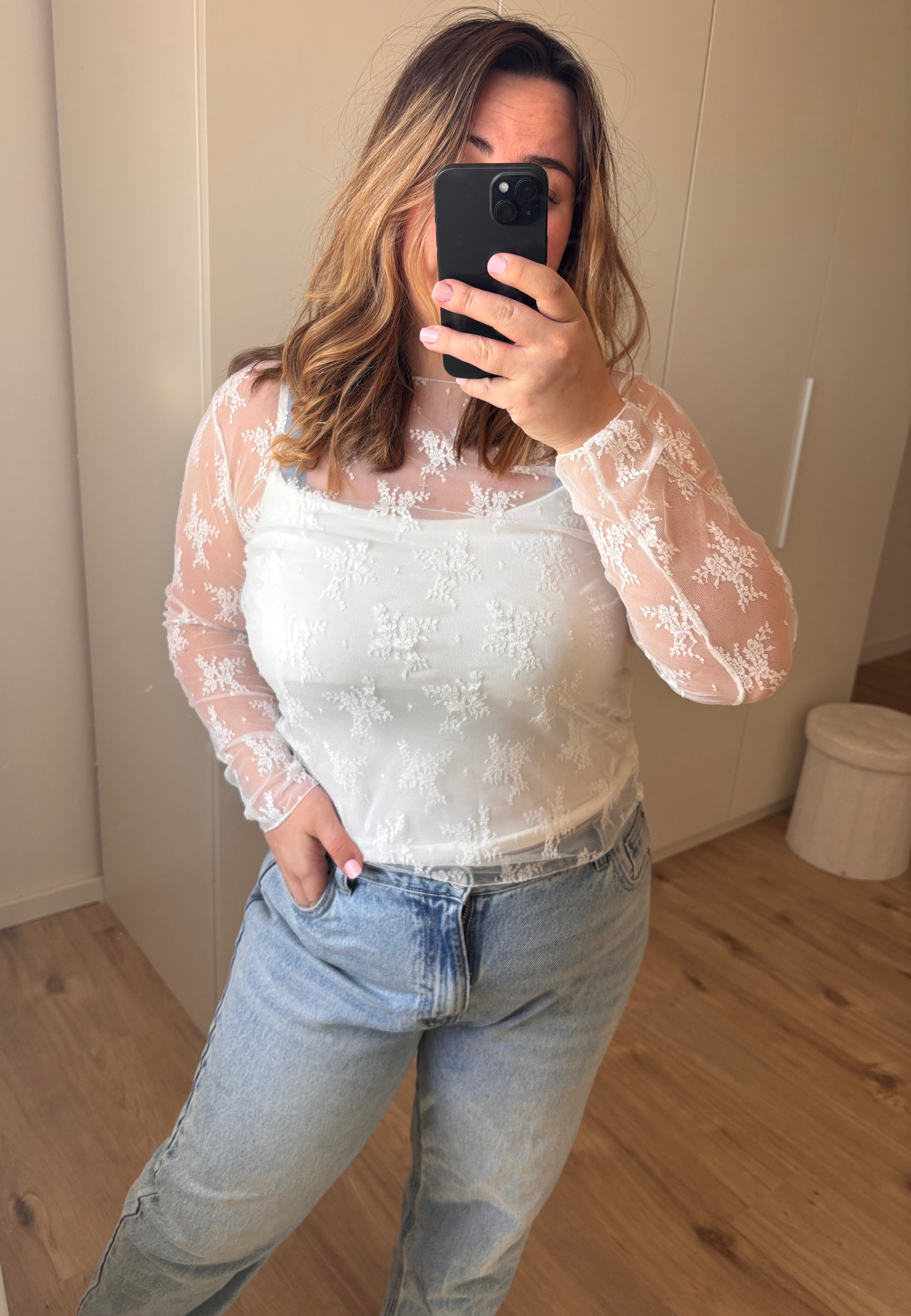 Transparente Bluse Flower