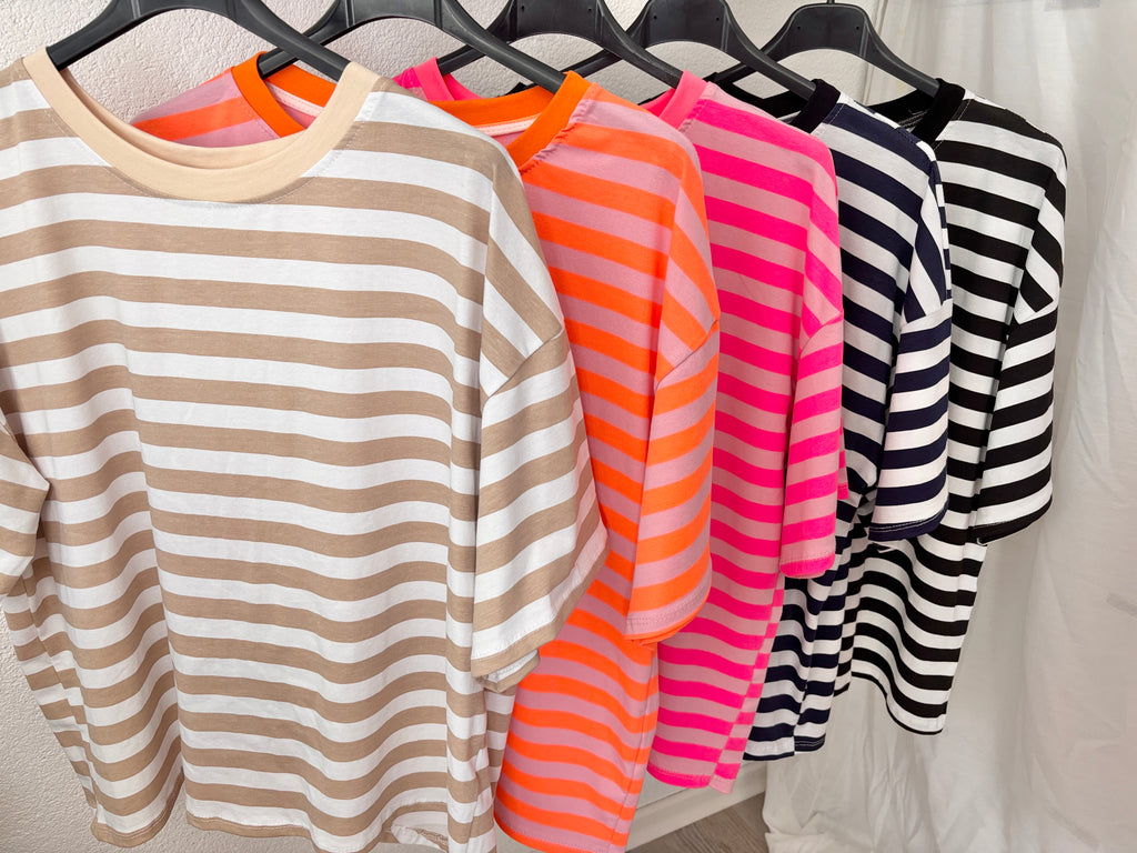 Streifen Shirt mit Schleife - verschiedene Farben
