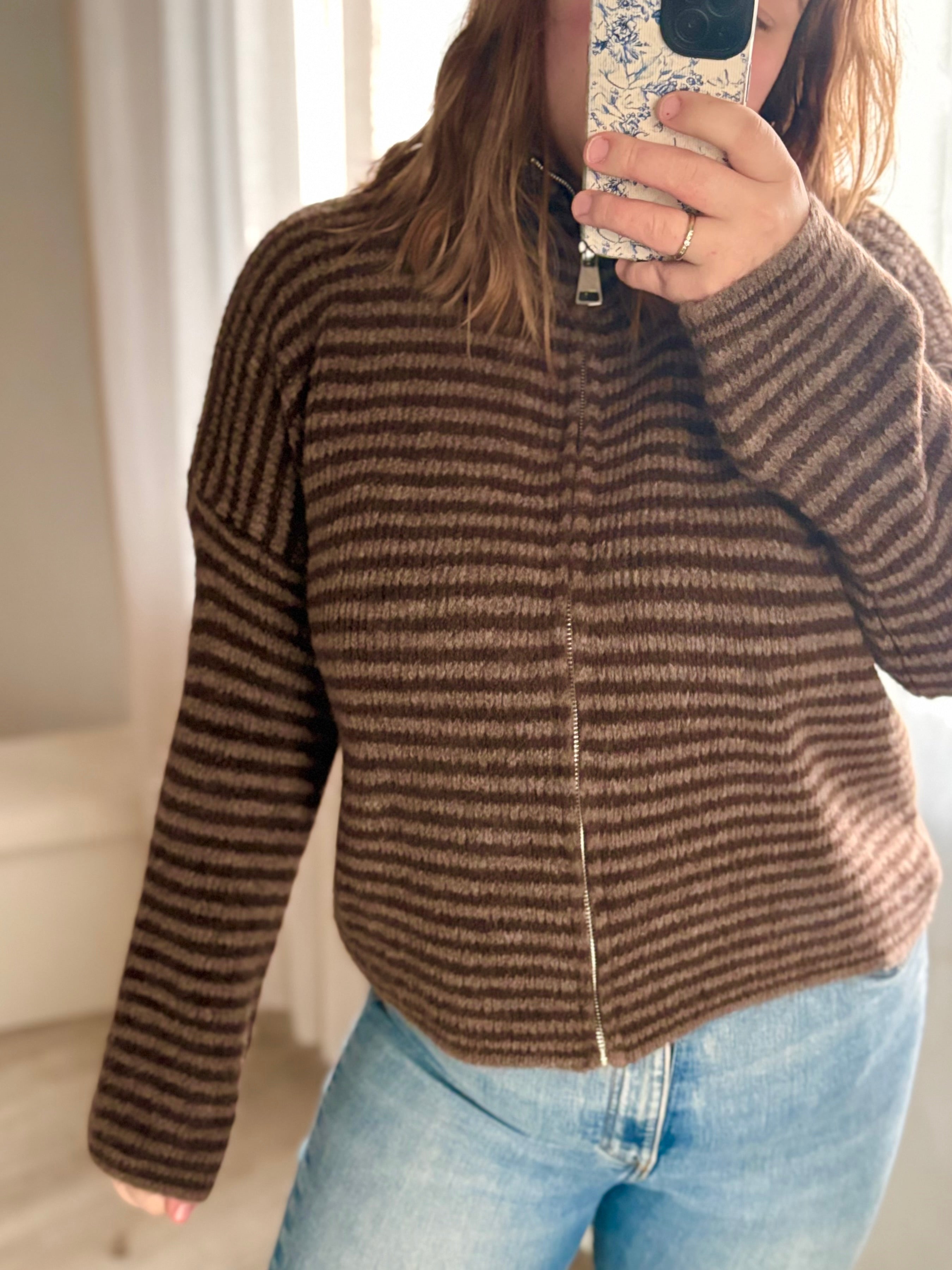 Strickjacke Gestreift mit Reißverschluss - verschiedene Farben