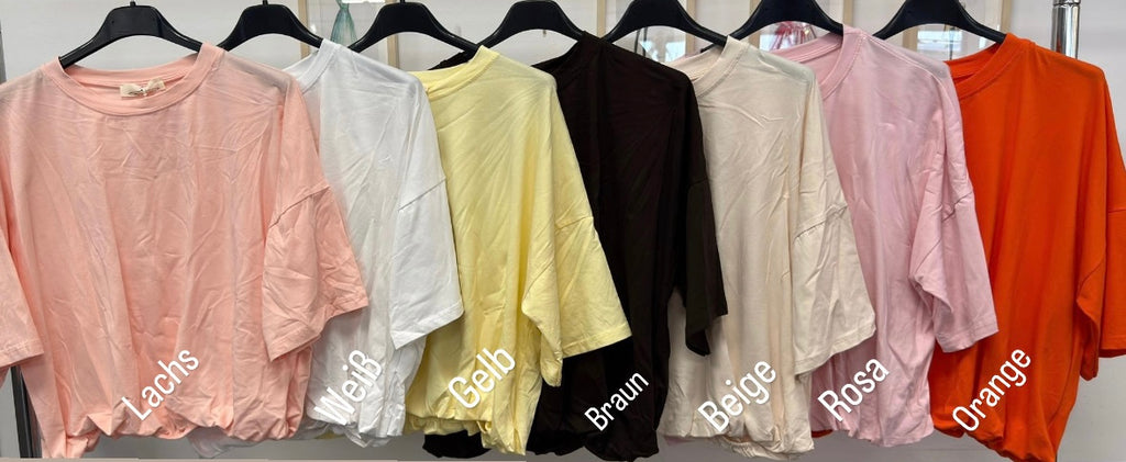 T-Shirt mit Gummibund zum croppen- versch. Farben