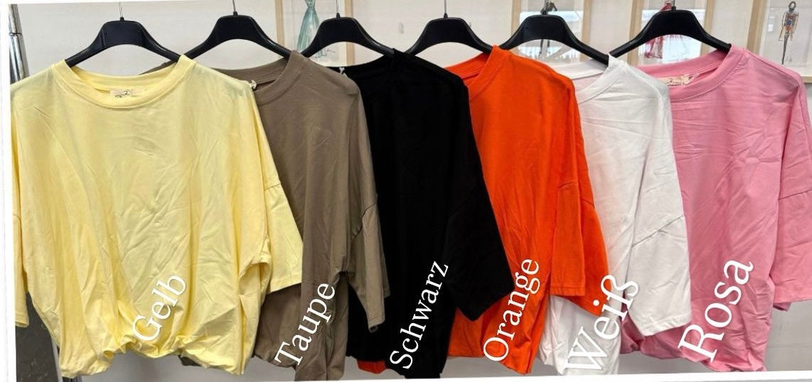 T-Shirt mit Gummibund zum croppen- versch. Farben