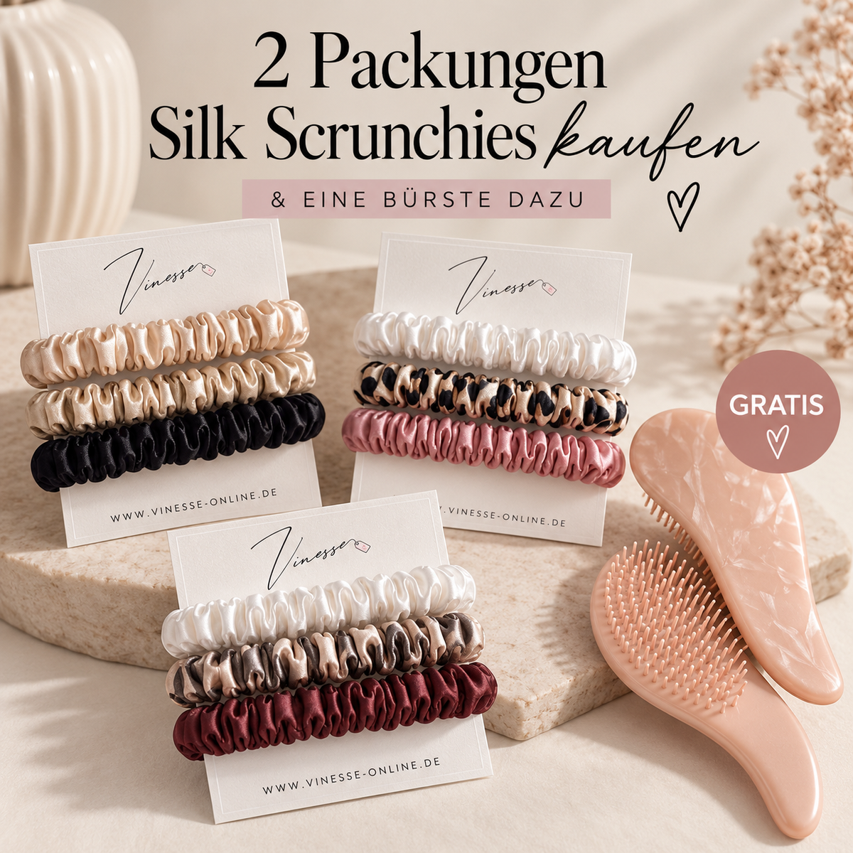 Silk Scrunchies - 3er Set aus Maulbeerseide