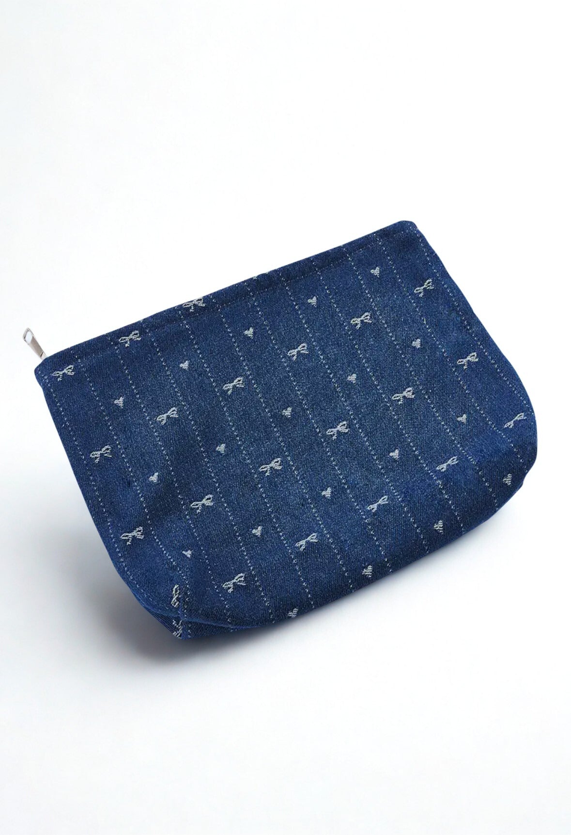 Kosmetiktasche Denimlook mit Schleifen