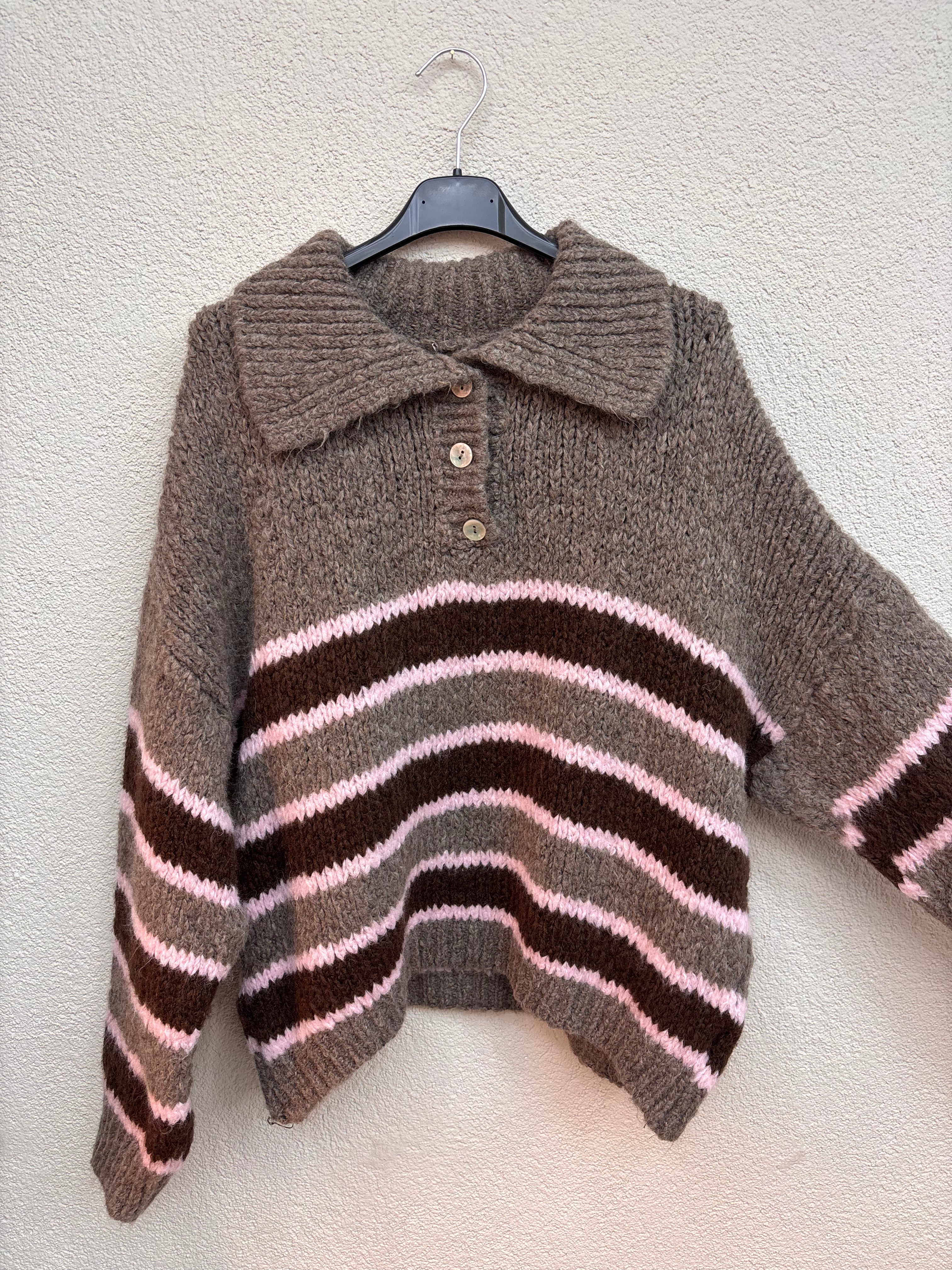 Pullover Kira - mit Streifen & Kragen