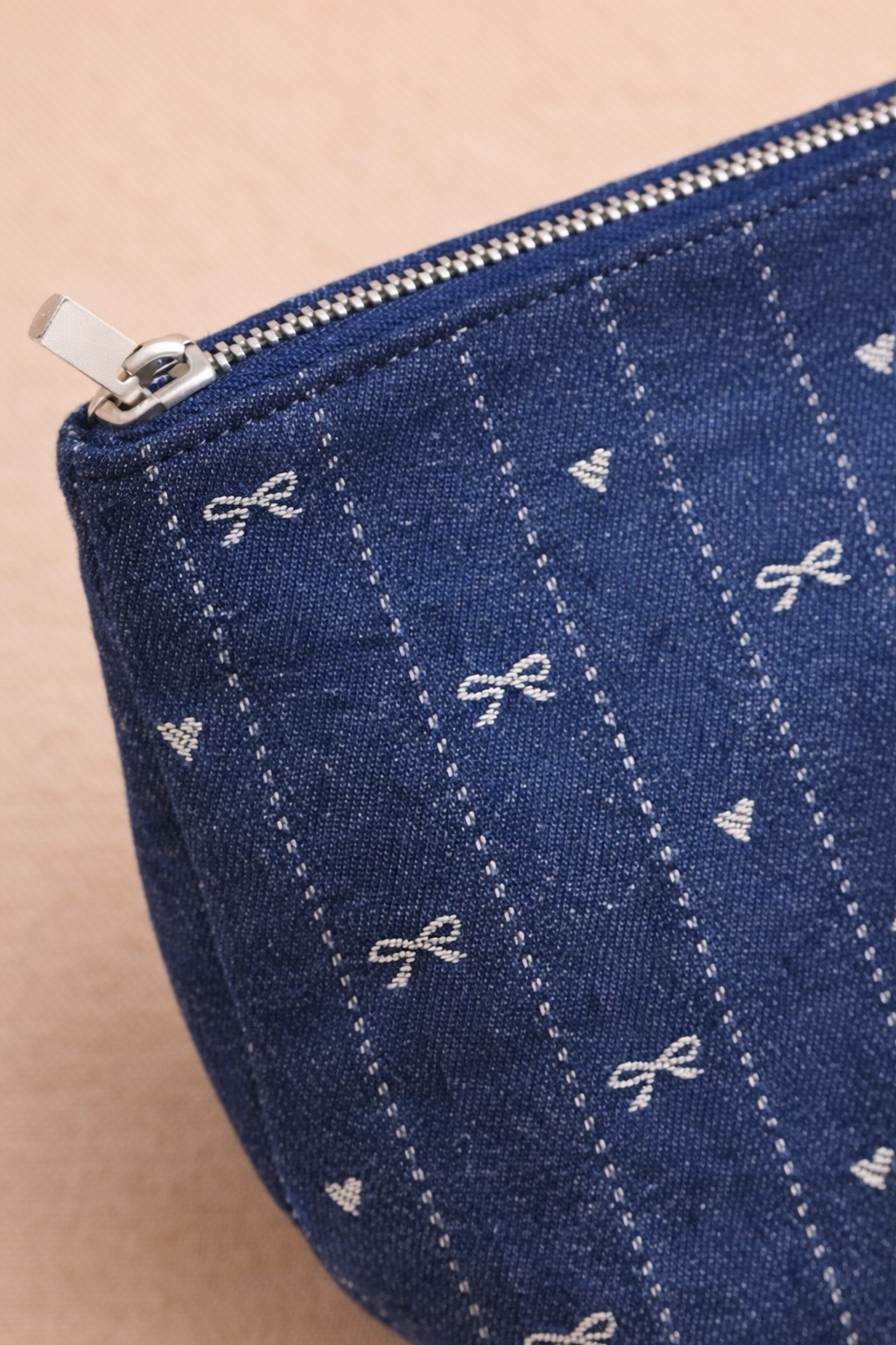 Kosmetiktasche Denimlook mit Schleifen