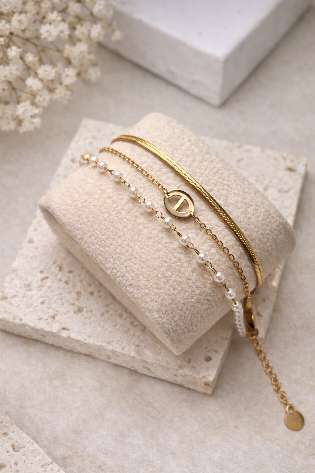 Armband golden Pearl ~Wasserfest~
