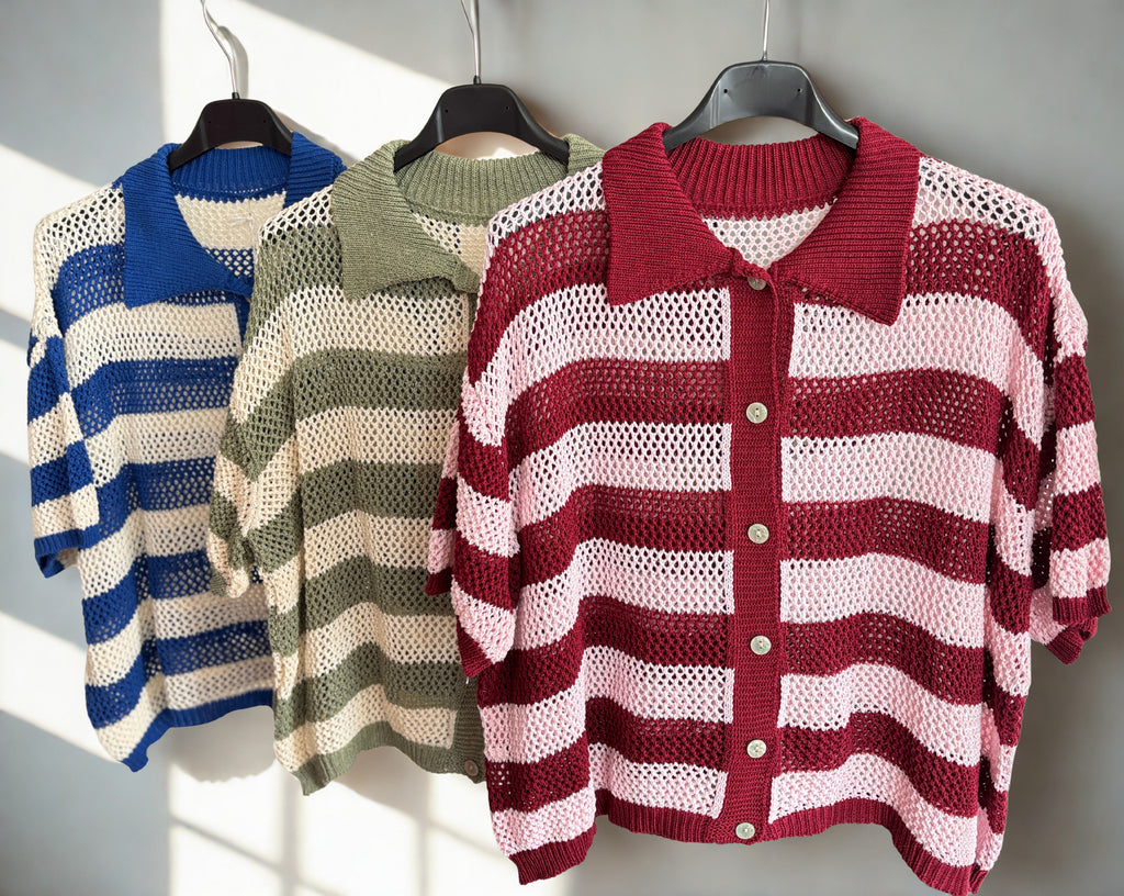Sommer Strick Polo - versch. Farben