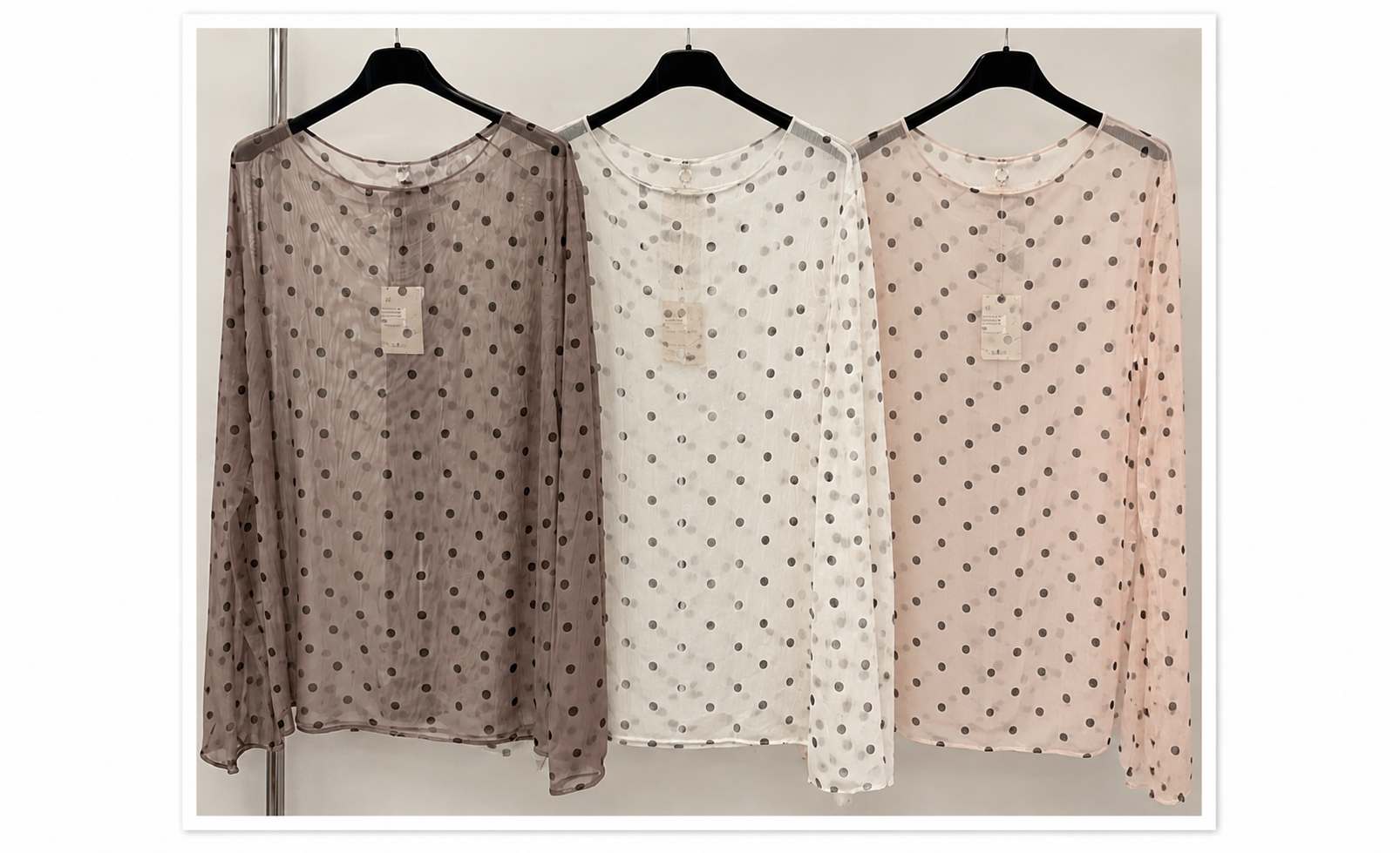 Transparente Bluse Polka Dots - versch. Farben