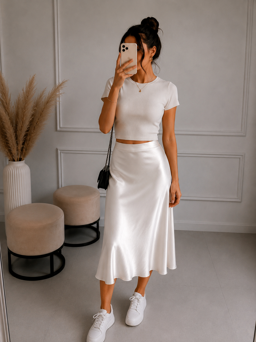 Satinrock Midi - versch. Farben