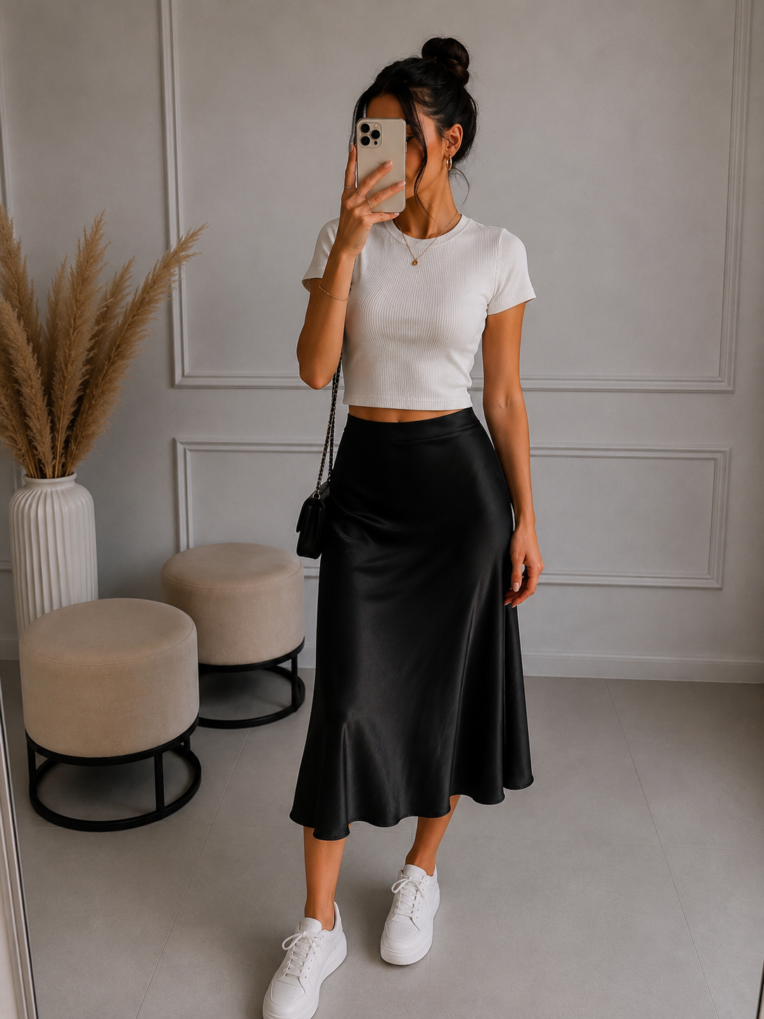 Satinrock Midi - versch. Farben
