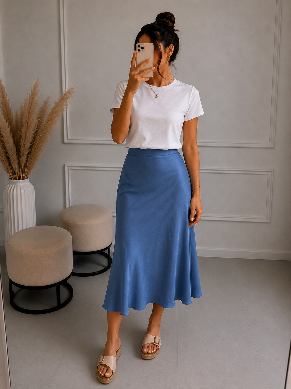 Satinrock Midi - versch. Farben