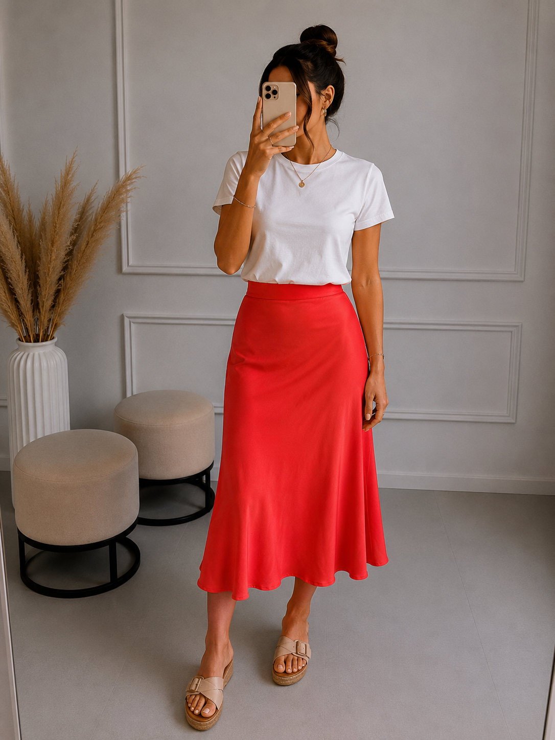 Satinrock Midi - versch. Farben