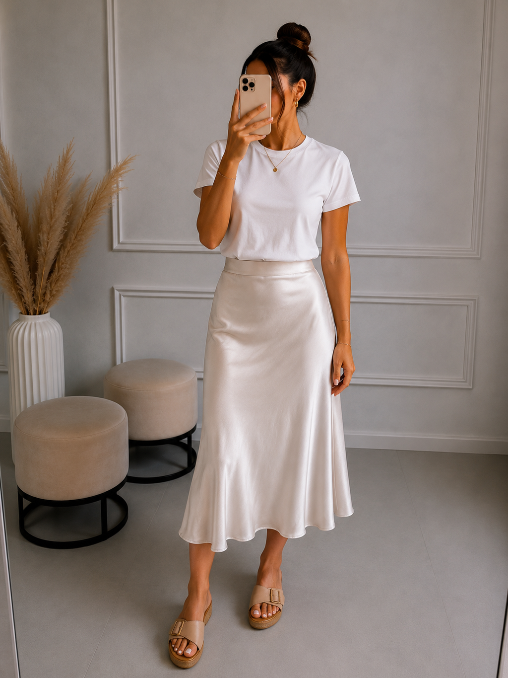 Satinrock Midi - versch. Farben