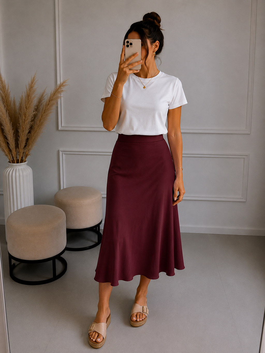 Satinrock Midi - versch. Farben