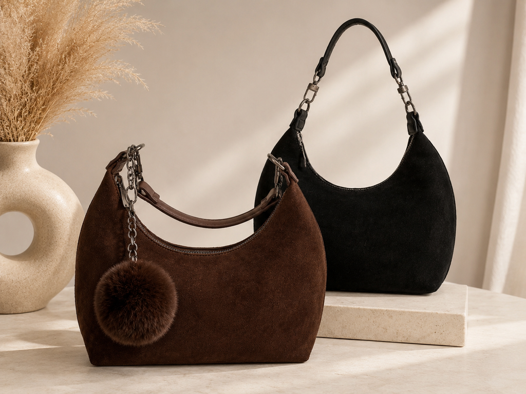 Handtasche aus Wildlederimitat