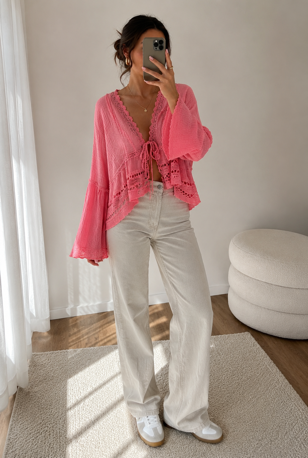 Musselinbluse zum binden