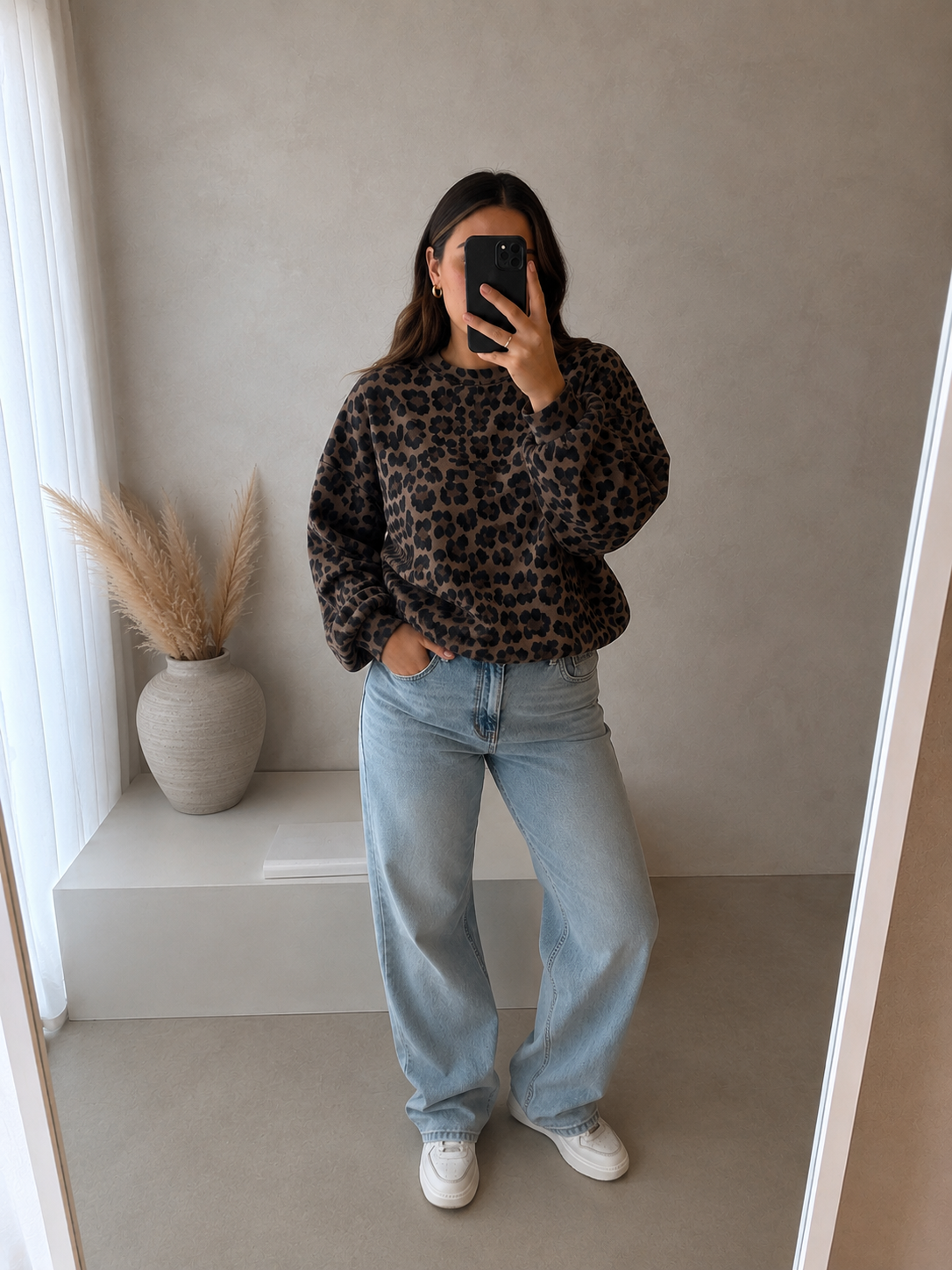 Lockeres Sweatshirt gerafft versch. Farben