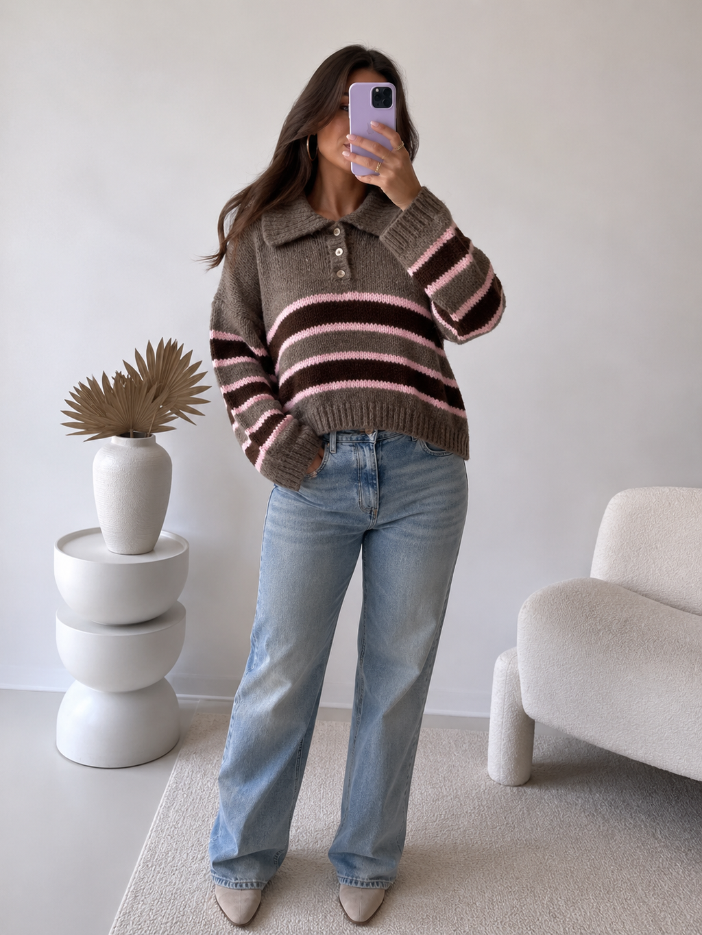 Pullover Kira - mit Streifen & Kragen