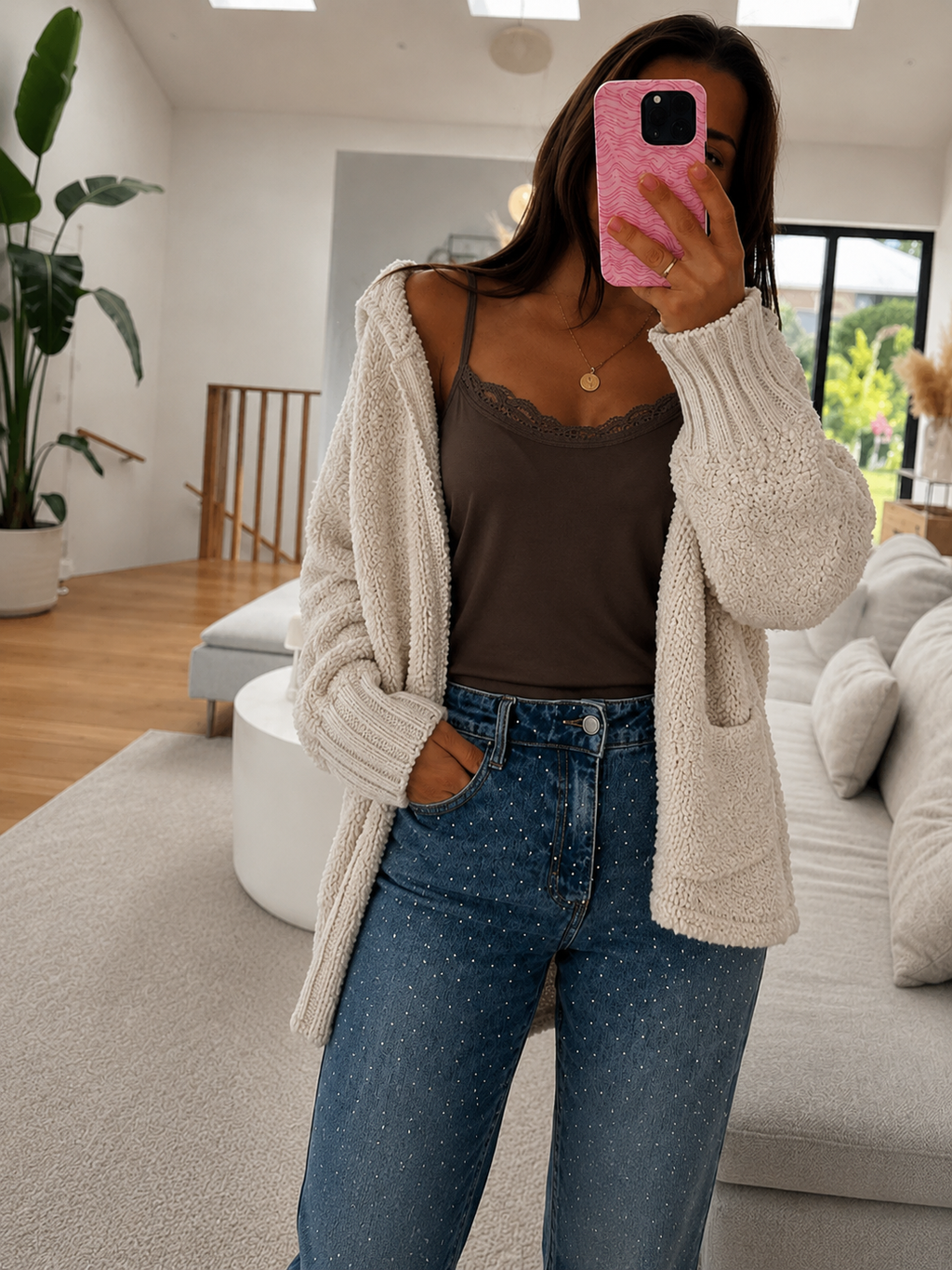 Basic Top mit Spitze und
