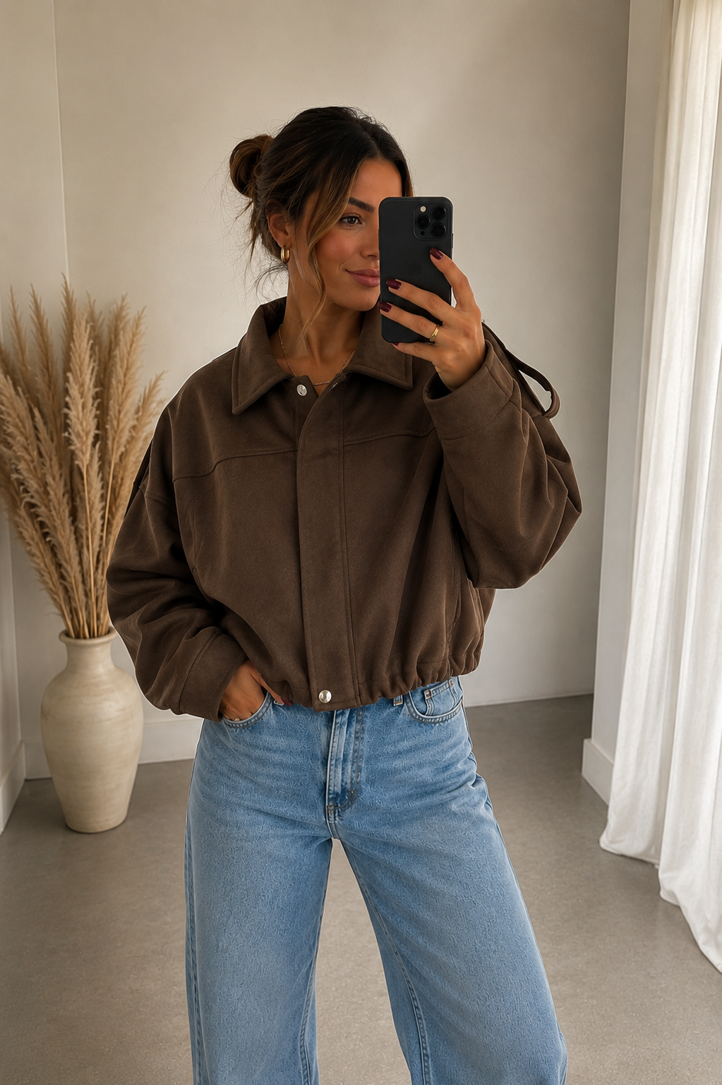 Jacke in Wildlederoptik